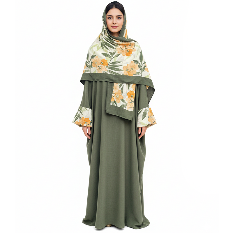 عبای ماشی با آستین و شال گل‌دار