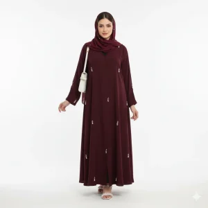 عبا قهوه‌ای مرواریدی