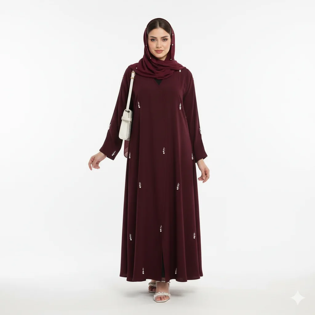 عبا قهوه‌ای مرواریدی