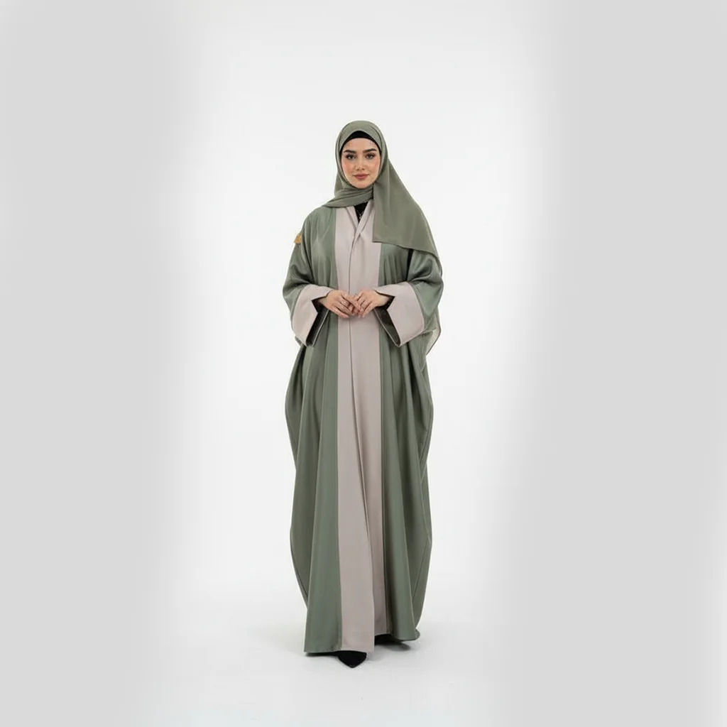 عبا سبز زیتونی دو‌ رنگ