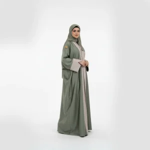 عبا سبز زیتونی دو‌ رنگ