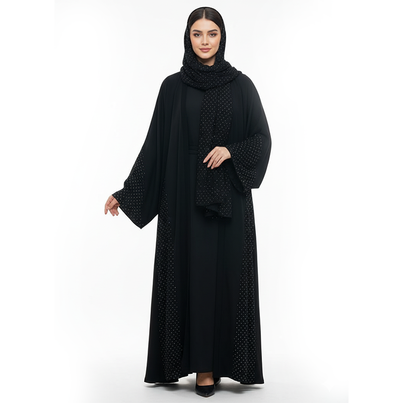 عبا مخمل سیاه نگین‌دار